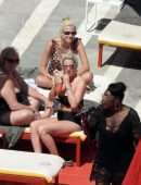 Pixie Lott in Swimsuit at a Pool in Ibiza