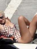 Pixie Lott in Swimsuit at a Pool in Ibiza