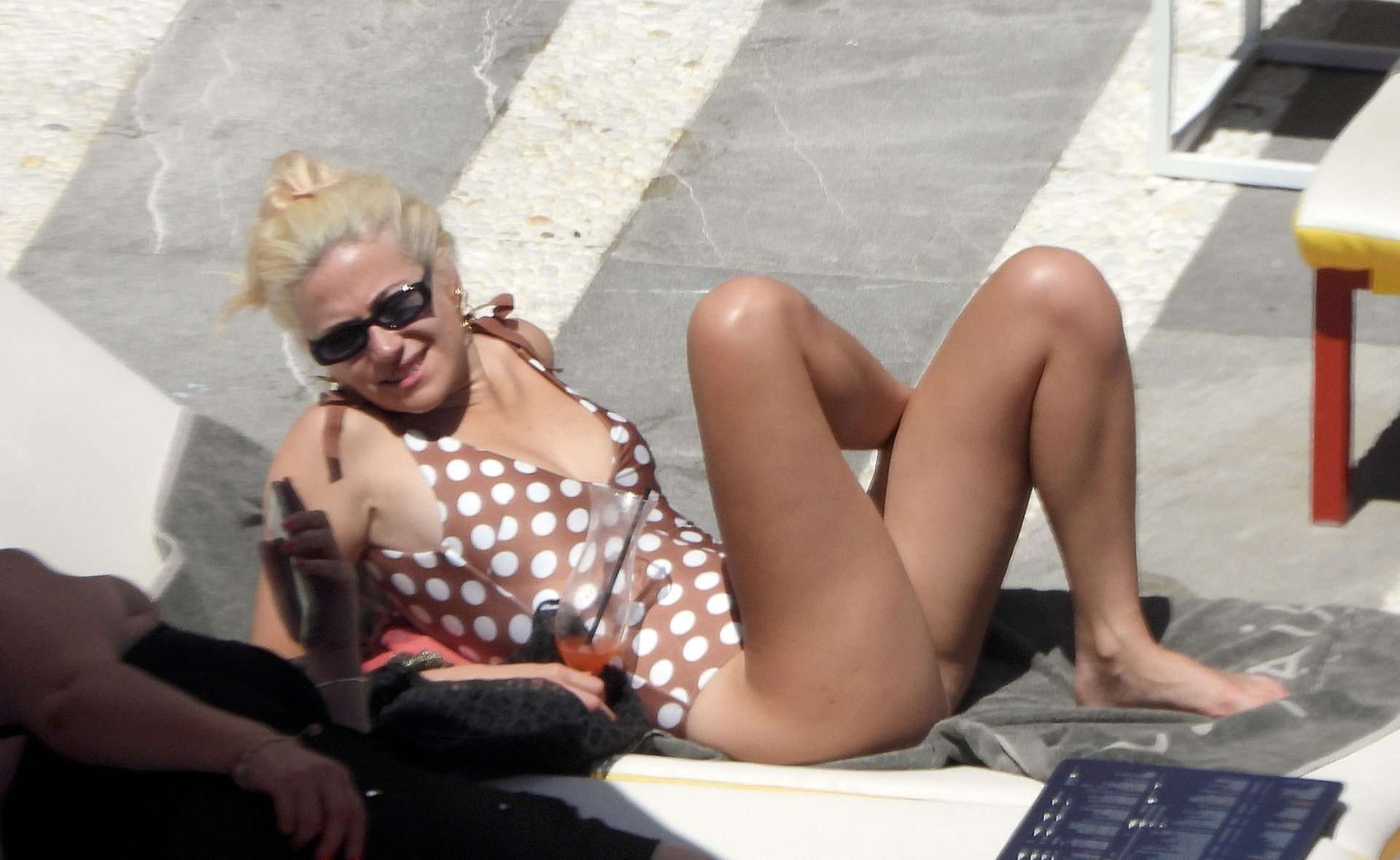 Pixie Lott in Swimsuit at a Pool in Ibiza