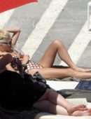 Pixie Lott in Swimsuit at a Pool in Ibiza