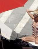 Pixie Lott in Swimsuit at a Pool in Ibiza