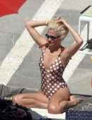 Pixie Lott in Swimsuit at a Pool in Ibiza