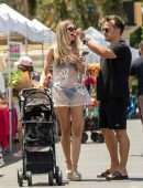 Rachel McCord at the Farmers Market and the Beach with her Dogs in Los Angeles