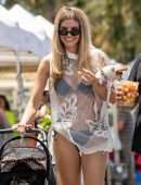 Rachel McCord at the Farmers Market and the Beach with her Dogs in Los Angeles