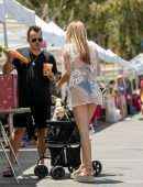 Rachel McCord at the Farmers Market and the Beach with her Dogs in Los Angeles