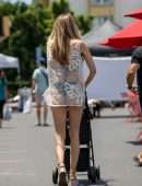 Rachel McCord at the Farmers Market and the Beach with her Dogs in Los Angeles