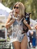 Rachel McCord at the Farmers Market and the Beach with her Dogs in Los Angeles