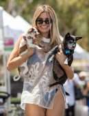 Rachel McCord at the Farmers Market and the Beach with her Dogs in Los Angeles