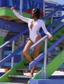 Tao Wickrath in Swimsuit at a Beach in Miami