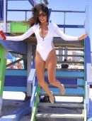 Tao Wickrath in Swimsuit at a Beach in Miami