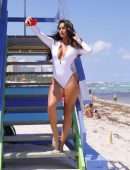 Tao Wickrath in Swimsuit at a Beach in Miami
