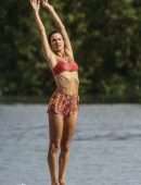 Alessandra Ambrosio in Bikini Practicing Yoga on the Beach in Florianopolis