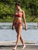Alessandra Ambrosio in Bikini Practicing Yoga on the Beach in Florianopolis
