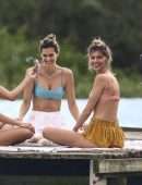 Alessandra Ambrosio in Bikini Practicing Yoga on the Beach in Florianopolis