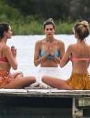 Alessandra Ambrosio in Bikini Practicing Yoga on the Beach in Florianopolis