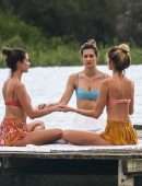 Alessandra Ambrosio in Bikini Practicing Yoga on the Beach in Florianopolis