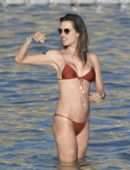 Alessandra Ambrosio in Bikini on a Beach in Mykonos