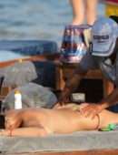 Alessandra Ambrosio in Bikini on a Beach in Mykonos