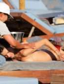 Alessandra Ambrosio in Bikini on a Beach in Mykonos