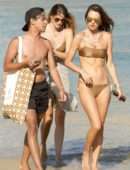 Alessandra Ambrosio in White Bikini on the Beach in Mykonos