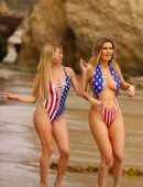 Ana Braga With Italian model Simona Papadopoulos in Bikini on the Beach in Malibu