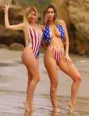 Ana Braga With Italian model Simona Papadopoulos in Bikini on the Beach in Malibu