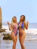 Ana Braga With Italian model Simona Papadopoulos in Bikini on the Beach in Malibu