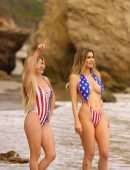 Ana Braga With Italian model Simona Papadopoulos in Bikini on the Beach in Malibu