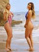 Ana Braga With Italian model Simona Papadopoulos in Bikini on the Beach in Malibu