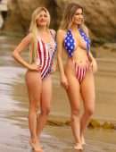 Ana Braga With Italian model Simona Papadopoulos in Bikini on the Beach in Malibu