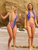 Ana Braga With Italian model Simona Papadopoulos in Bikini on the Beach in Malibu