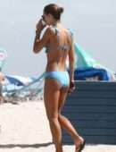 Anastasia Grik Booty in Blue Bikini at the Beach in Miami