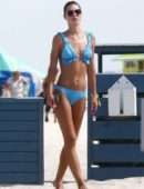 Anastasia Grik Booty in Blue Bikini at the Beach in Miami