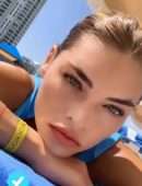 Anastasia Grik Booty in Blue Bikini at the Beach in Miami