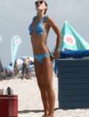 Anastasia Grik Booty in Blue Bikini at the Beach in Miami