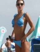 Anastasia Grik Booty in Blue Bikini at the Beach in Miami
