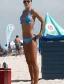 Anastasia Grik Booty in Blue Bikini at the Beach in Miami