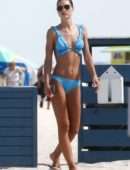 Anastasia Grik Booty in Blue Bikini at the Beach in Miami