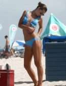 Anastasia Grik Booty in Blue Bikini at the Beach in Miami