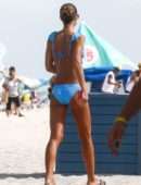 Anastasia Grik Booty in Blue Bikini at the Beach in Miami