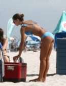 Anastasia Grik Booty in Blue Bikini at the Beach in Miami