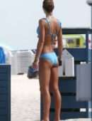 Anastasia Grik Booty in Blue Bikini at the Beach in Miami