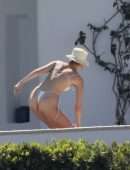 Bella Hadid Booty, Sunbathing in Bikini at Villa on Mykonos Island