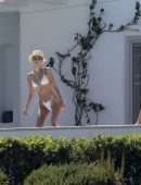 Bella Hadid Booty, Sunbathing in Bikini at Villa on Mykonos Island