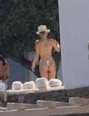 Bella Hadid Booty, Sunbathing in Bikini at Villa on Mykonos Island