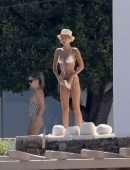 Bella Hadid Booty, Sunbathing in Bikini at Villa on Mykonos Island
