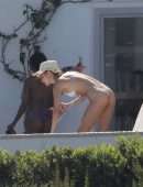 Bella Hadid Booty, Sunbathing in Bikini at Villa on Mykonos Island