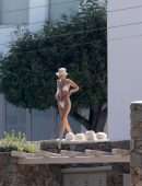 Bella Hadid Booty, Sunbathing in Bikini at Villa on Mykonos Island