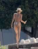 Bella Hadid Booty, Sunbathing in Bikini at Villa on Mykonos Island