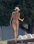 Bella Hadid Booty, Sunbathing in Bikini at Villa on Mykonos Island